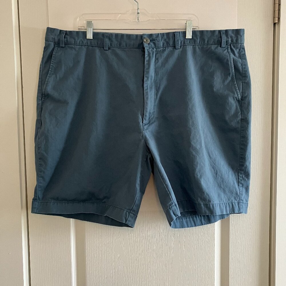 * Roundtree & Yorke Mens Chino Cotton Shorts 46 Flat Front Casual Fit Blue